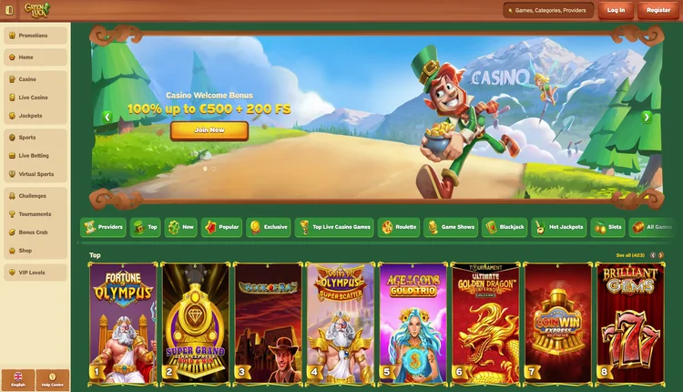 Greenluck casino homepage