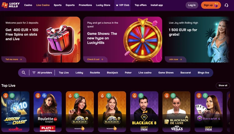 luckyhills live casino