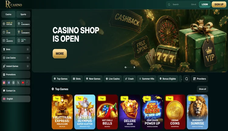 rx casino homepage