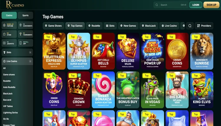 rx live casino
