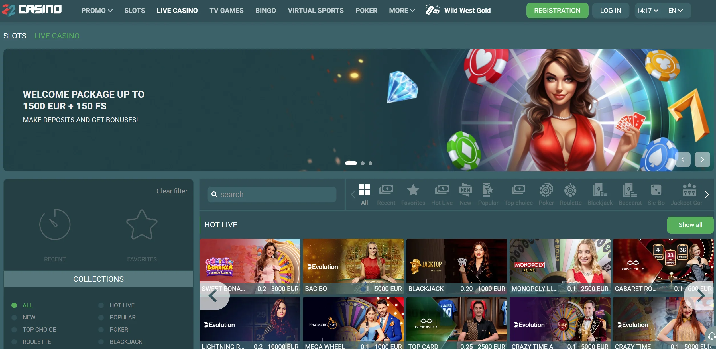 22 live casino