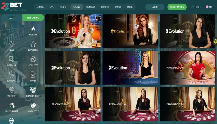 22bet live casino
