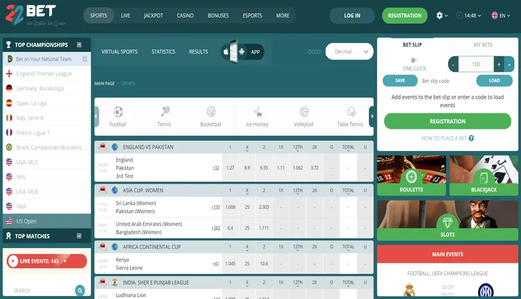 22bet sport betting