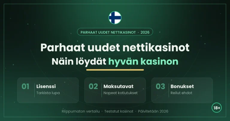 Parhaat uudet nettikasinot 2026: näin löydät hyvän kasinon